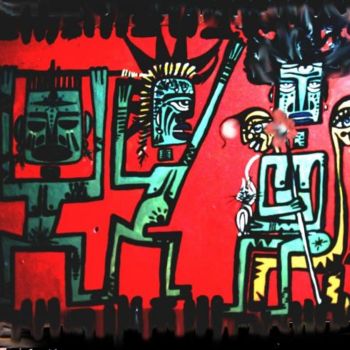 Painting titled "tribal" by Marie Santucci (Cattal), Original Artwork