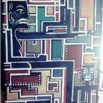 Painting titled "labyrinthe humain" by Marie Santucci (Cattal), Original Artwork