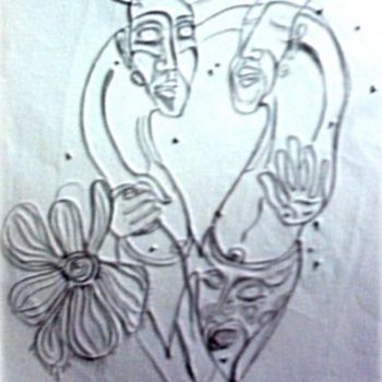 Drawing titled "amoureux" by Marie Santucci (Cattal), Original Artwork