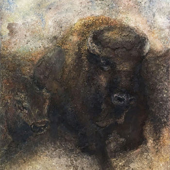 Malarstwo zatytułowany „Bison” autorstwa Benjamin H. Dean, Oryginalna praca, Olej