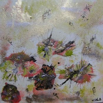 Painting titled "Pensées et fleurs d…" by Marie-Laure Bourdreux, Original Artwork