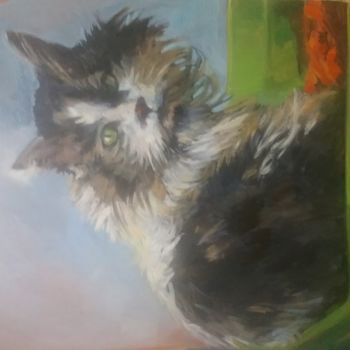 Peinture intitulée "Monsieur le chat" par Marieline Gerard, Œuvre d'art originale