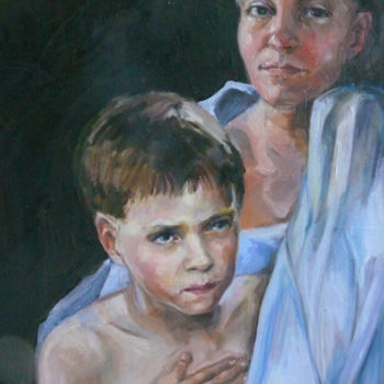 Peinture intitulée "ma mère" par Marieline Gerard, Œuvre d'art originale, Huile