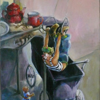 Painting titled "ma collection fait…" by Marieline Gerard, Original Artwork, Oil