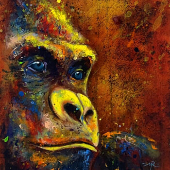Malerei mit dem Titel "Gorille 4" von Marielle Ritlewski, Original-Kunstwerk, Acryl
