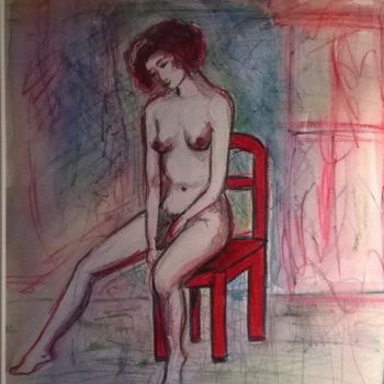 Dessin intitulée "la chaise rouge" par Yèle Art', Œuvre d'art originale