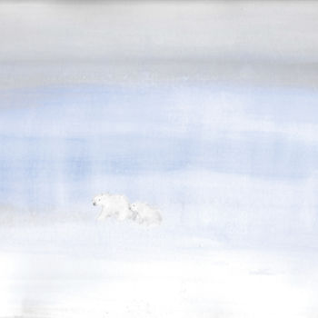 Painting titled "Polar bears- life g…" by Marie Loh, Original Artwork, Watercolor