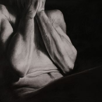 Drawing titled "Max" by Marie Louis, Original Artwork, Charcoal