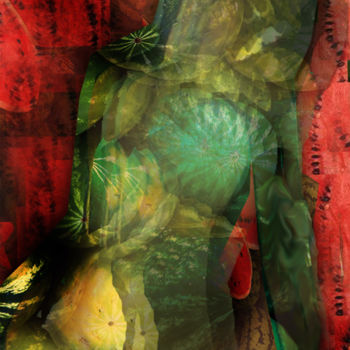 Malerei mit dem Titel "Femme-pastèque 1" von Mariem Zahra Chaouch, Original-Kunstwerk, 2D digitale Arbeit