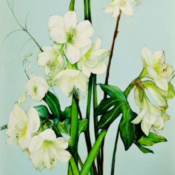 「Grandes fleurs (75x…」というタイトルの絵画 Marie Mathieuによって, オリジナルのアートワーク, オイル