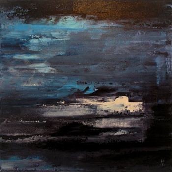 Painting titled "Nuit bleue" by Marie-Noëlle Daubanay, Original Artwork, Oil