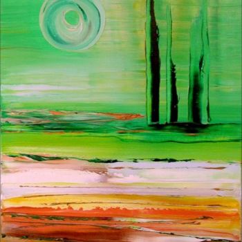 Pintura titulada "Horizon de jade" por Marie-Noëlle Daubanay, Obra de arte original, Oleo