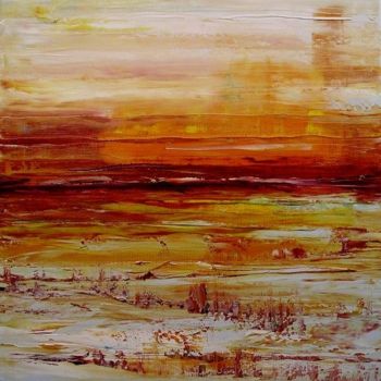 Schilderij getiteld "Horizon soleil" door Marie-Noëlle Daubanay, Origineel Kunstwerk, Olie