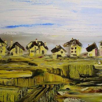 Schilderij getiteld "Maisons natives" door Marie-Noëlle Daubanay, Origineel Kunstwerk, Olie