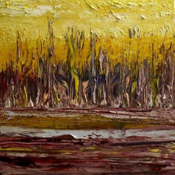 Painting titled "Terre flammes" by Marie-Noëlle Daubanay, Original Artwork, Oil