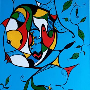 Peinture intitulée "Poisson" par Marie-Lyne Noguera, Œuvre d'art originale, Acrylique