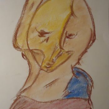 Drawing titled "Chien" by Mavis, Original Artwork, Pastel