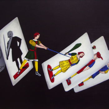 Painting titled "donna di spade batt…" by Marienza Calderone, Original Artwork