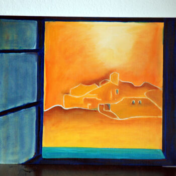 Peinture intitulée "de la fenêtre...." par Marie Odile Nicolas-Lafont, Œuvre d'art originale, Huile