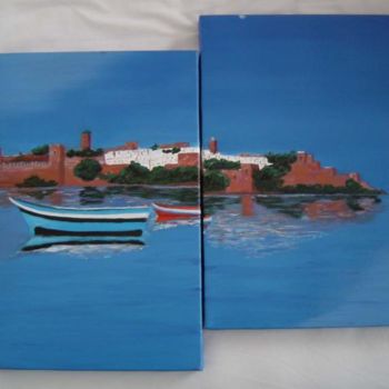 Peinture intitulée "Rabat    (Huile sur…" par Marie Odile Nicolas-Lafont, Œuvre d'art originale, Huile