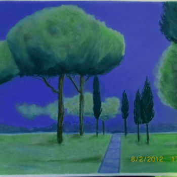 Peinture intitulée "chemin-bleu.jpg" par Marie Odile Nicolas-Lafont, Œuvre d'art originale
