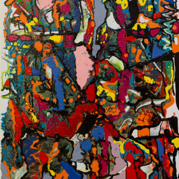 Painting titled "Vibrations colorées" by Marie Odile Houver, Original Artwork, Acrylic