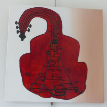 Painting titled "Violoncelliste" by Marie-Pierre Guyot (Mariep), Original Artwork, Stained glass painting