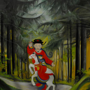 Pintura titulada "Taoïste dans la for…" por Marie-Pierre Garnier, Obra de arte original, Oleo