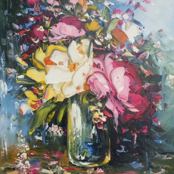 Malarstwo zatytułowany „Wild flowers, 40x50…” autorstwa Janna, Oryginalna praca, Olej