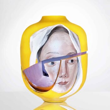 Sculpture intitulée "Narcissus Vases - I…" par Marieta Tedenacová, Œuvre d'art originale, Peinture vitrail