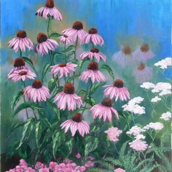 Painting titled "Jardin rose" by Marie Tardif, Original Artwork