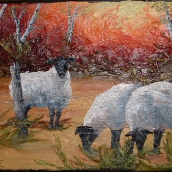 Schilderij getiteld "Trio de moutons" door Marie Tardif, Origineel Kunstwerk