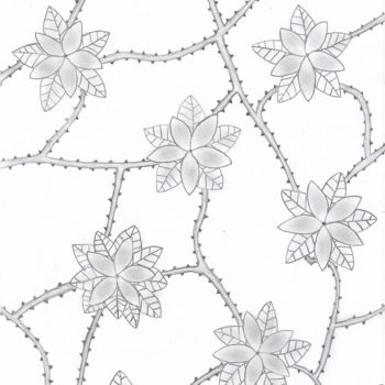 Dessin intitulée "Motif floral" par Marie Thomas, Œuvre d'art originale, Crayon
