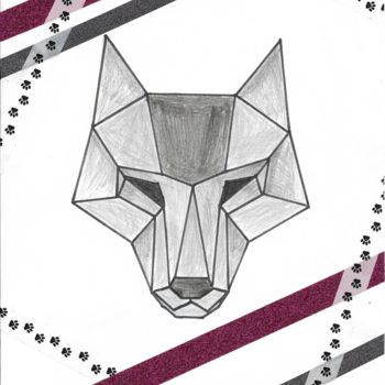Dessin intitulée "Le loup" par Marie Thomas, Œuvre d'art originale, Crayon