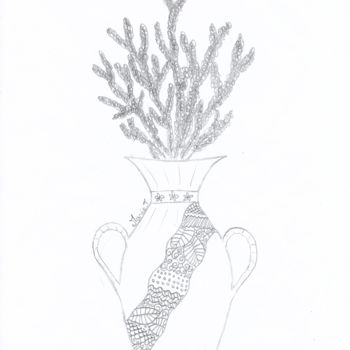 Drawing titled "Le vase" by Marie Thomas, Original Artwork, Pencil