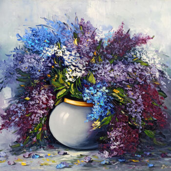 Painting titled "AROMA OF SPRING" by Marietta Martirosyan, Original Artwork, Oil Mounted on Wood Stretcher frame