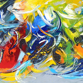 Painting titled "Rhythmic Color Symp…" by Marietta Martirosyan, Original Artwork, Oil Mounted on Wood Stretcher frame