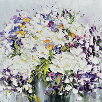 Pittura intitolato "Delicate blossom bo…" da Marietta Martirosyan, Opera d'arte originale, Olio Montato su Telaio per barell…