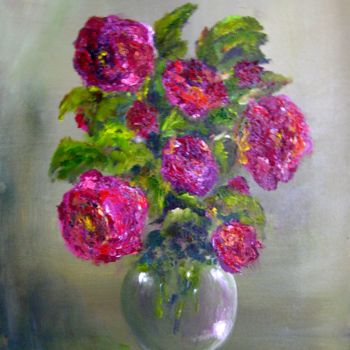 Painting titled "Roses Anglaises" by Mariette Lener, Original Artwork, Acrylic