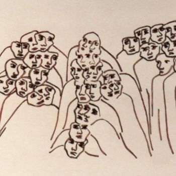 Dessin intitulée "Les Autres." par Eva Delvaux, Œuvre d'art originale