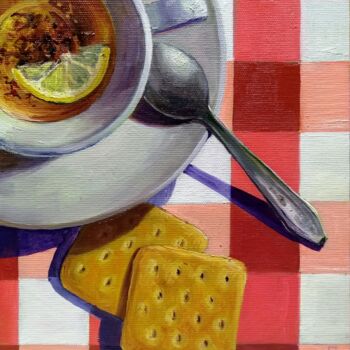 Painting titled ""Tea" from the seri…" by Maria Gordeeva, Original Artwork, Oil