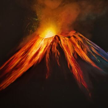 Painting titled "VOLCANO OF EMOTIONS" by Mariia Baskal, Original Artwork, Oil Mounted on Wood Stretcher frame