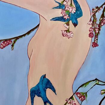 Pittura intitolato "Sakura - Erotic Art…" da Mariia Fedorova, Opera d'arte originale, Olio