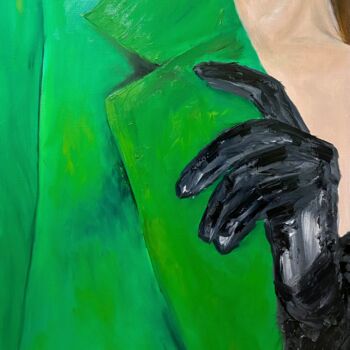 Painting titled "Green jacket" by Mariia Fedorova, Original Artwork, Oil