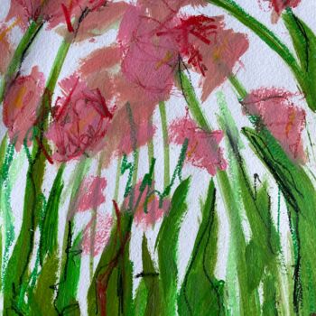 Painting titled "Tulips" by Mariia Fedorova, Original Artwork, Oil