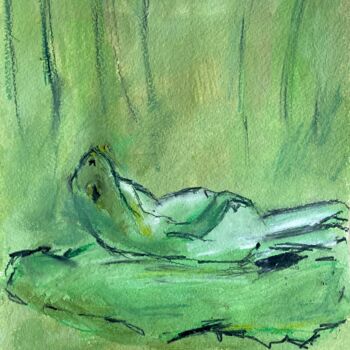 Malerei mit dem Titel "Frog" von Mariia Fedorova, Original-Kunstwerk, Öl