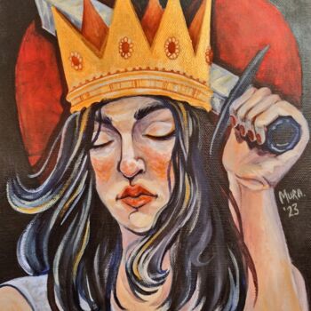 Pittura intitolato "Queen of Hearts" da Mariia Ganeeva, Opera d'arte originale, Acrilico