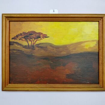Painting titled "Кения" by Mariia Gavriliuk, Original Artwork, Oil Mounted on Wood Stretcher frame