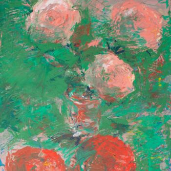 Malerei mit dem Titel "Roses and pomgranat…" von Mariia Kurbatova, Original-Kunstwerk, Pastell