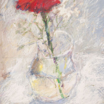 Painting titled "Red gerbera with gy…" by Mariia Kurbatova, Original Artwork, Pastel